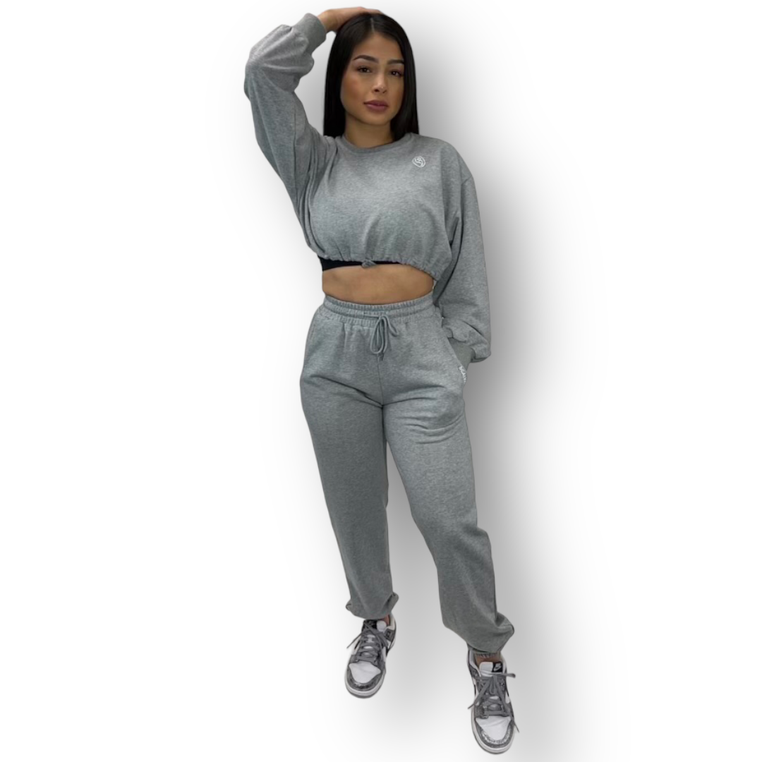 Crop Long Sleeve Jogger Set