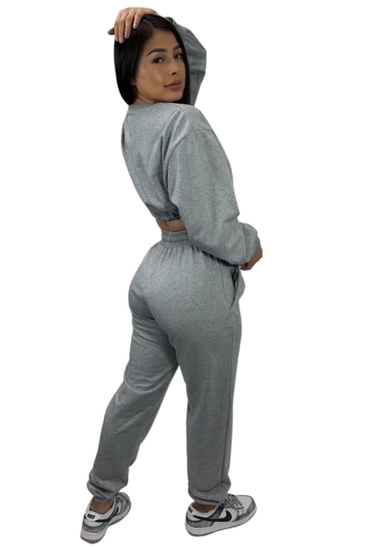Crop Long Sleeve Jogger Set