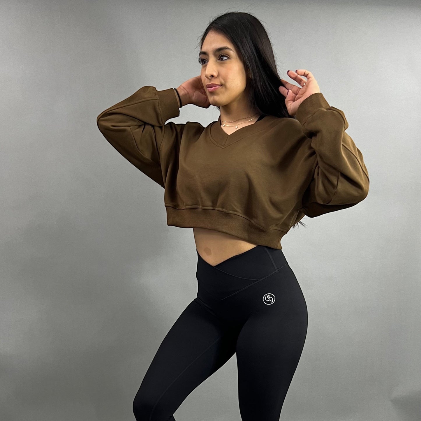 V-Neck Crop Sweatshirt