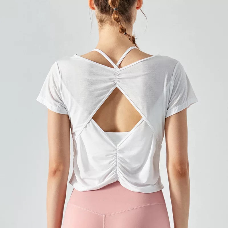 Open Back Scrunch Crop Top