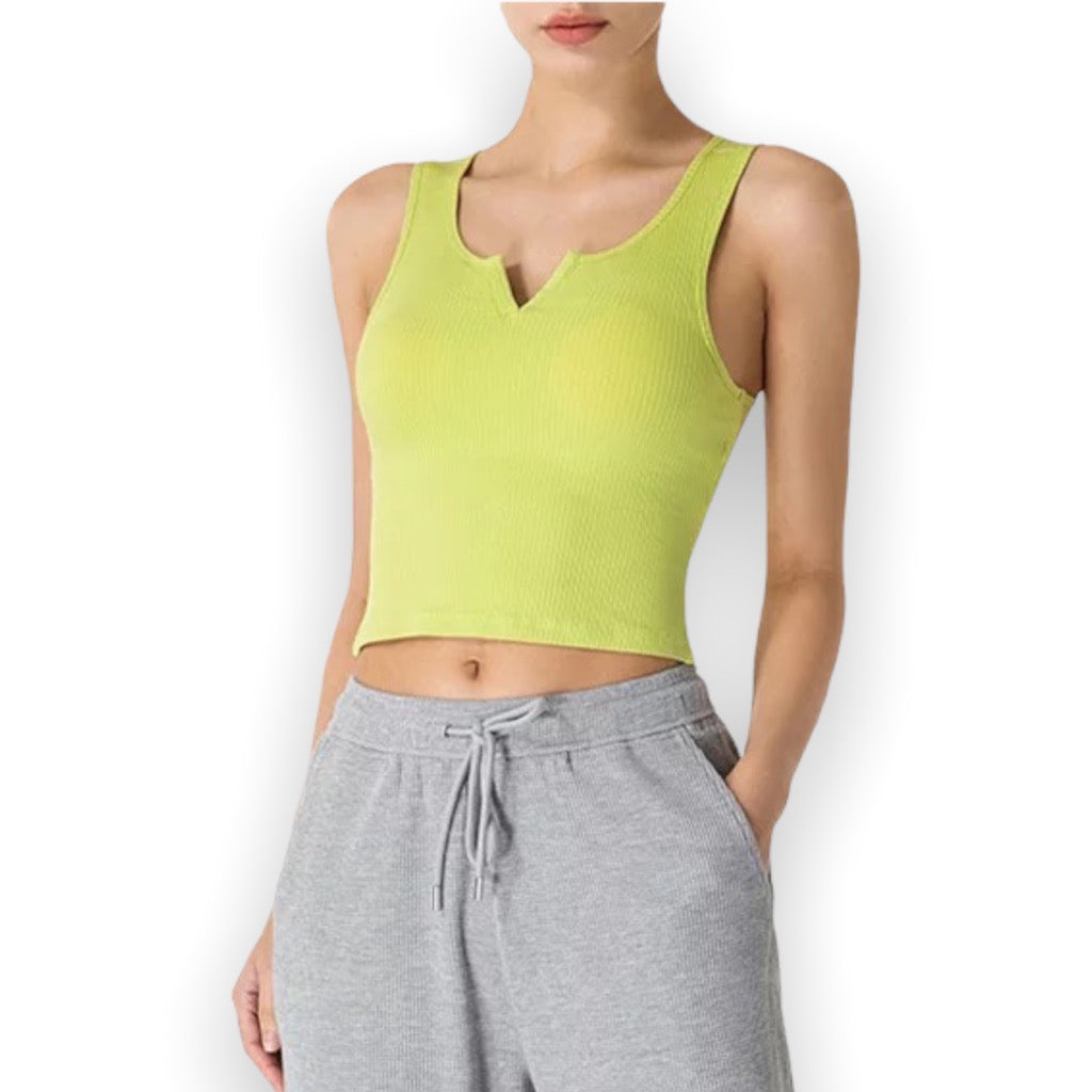 Ribbed V Cut Crop Top
