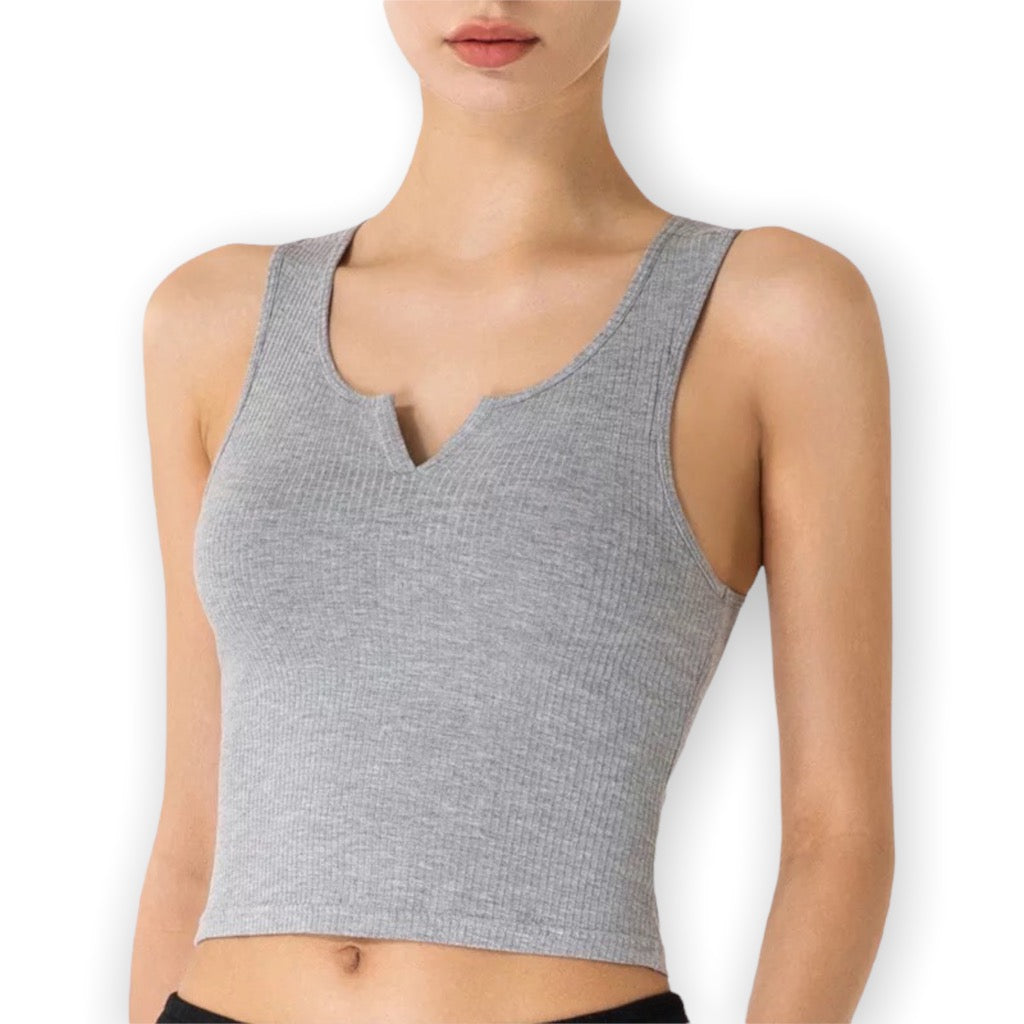 Ribbed V Cut Crop Top