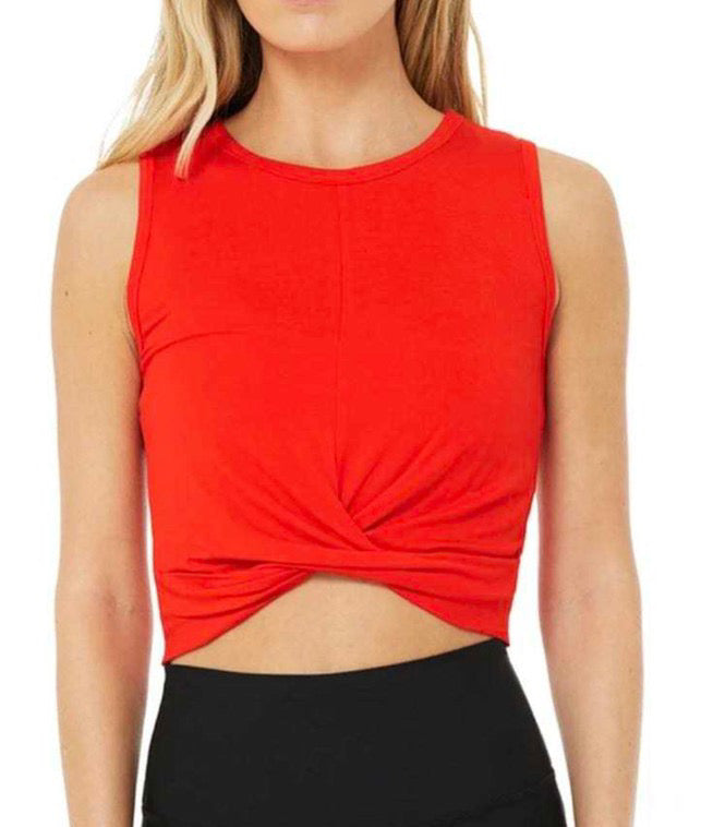 Twist Front Sleeveless Crop Top
