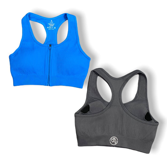 Ribbed Zip Sport Bra