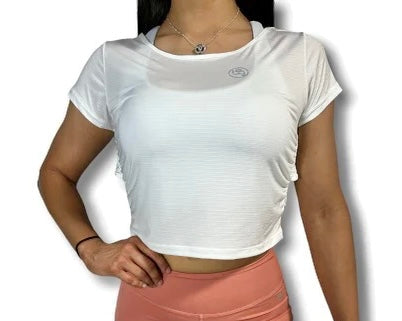 Open Back Scrunch Crop Top