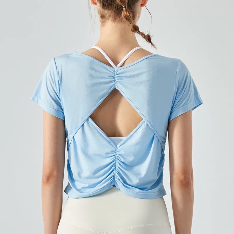 Open Back Scrunch Crop Top